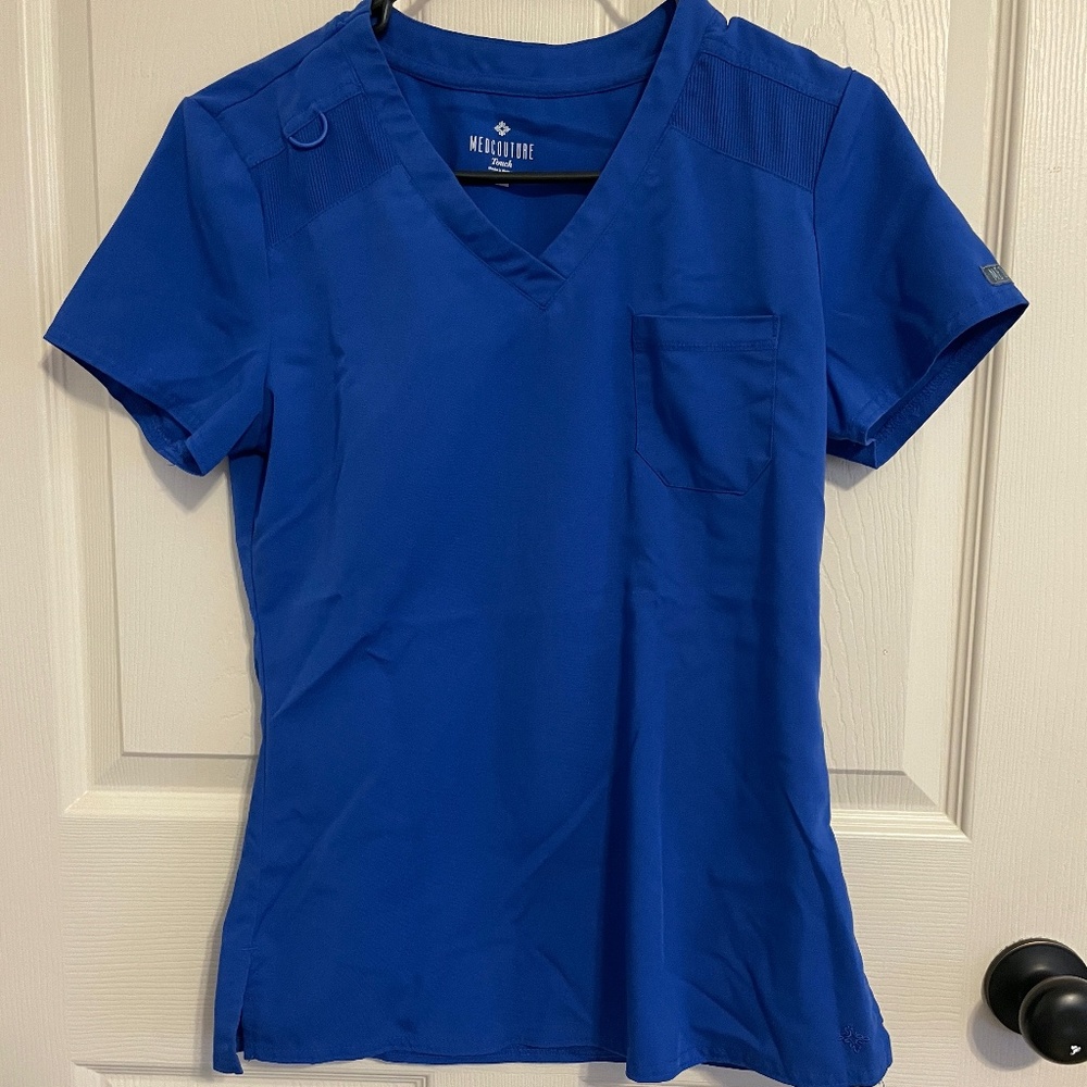 Royal blue Med Couture scrub shirt
